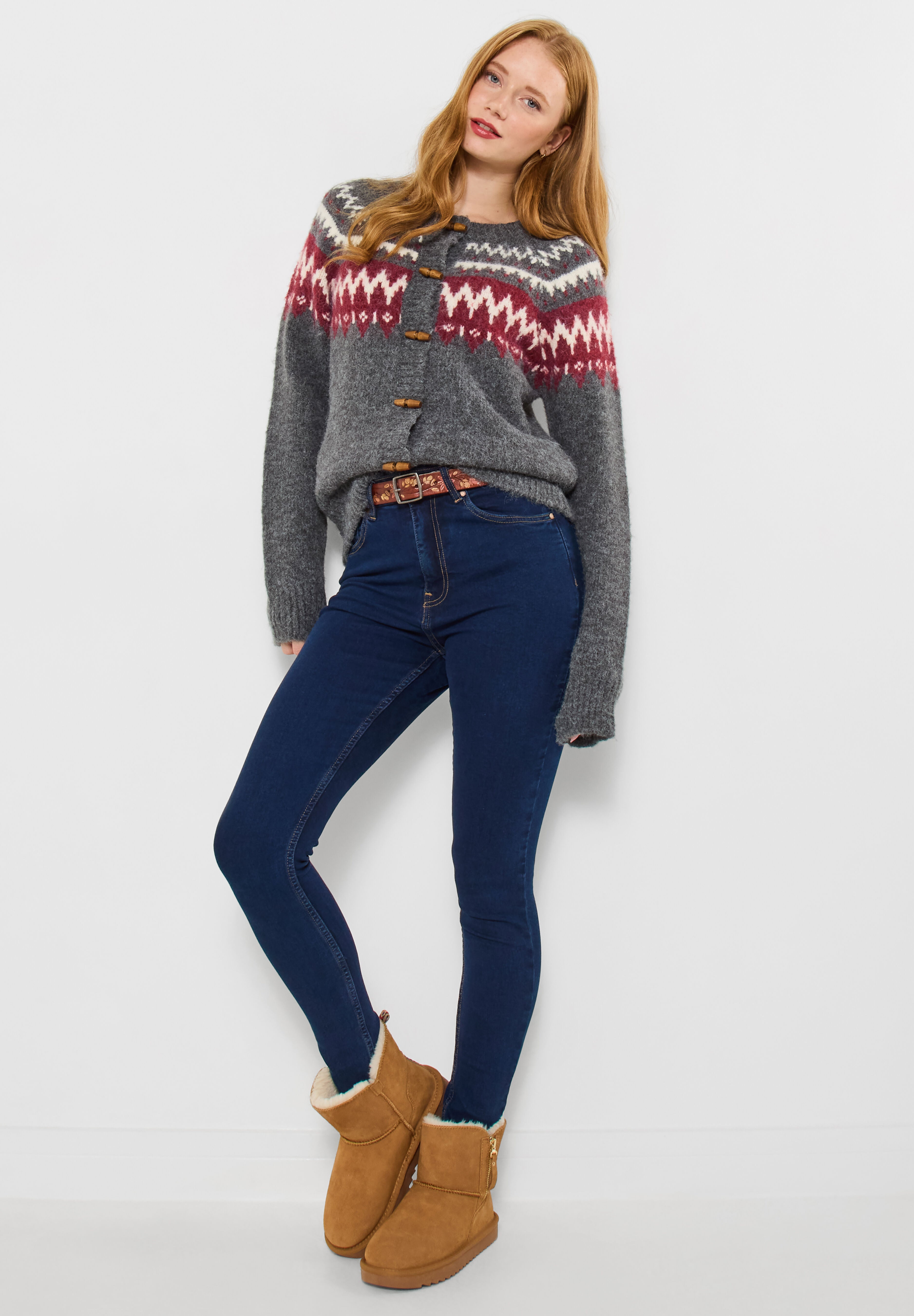 Fair Isle Button-Front Cardigan