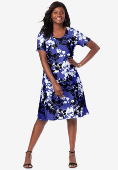 Stretch Knit A-Line Dress