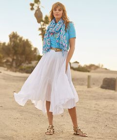 Handkerchief Hem Crinkle Midi Skirt