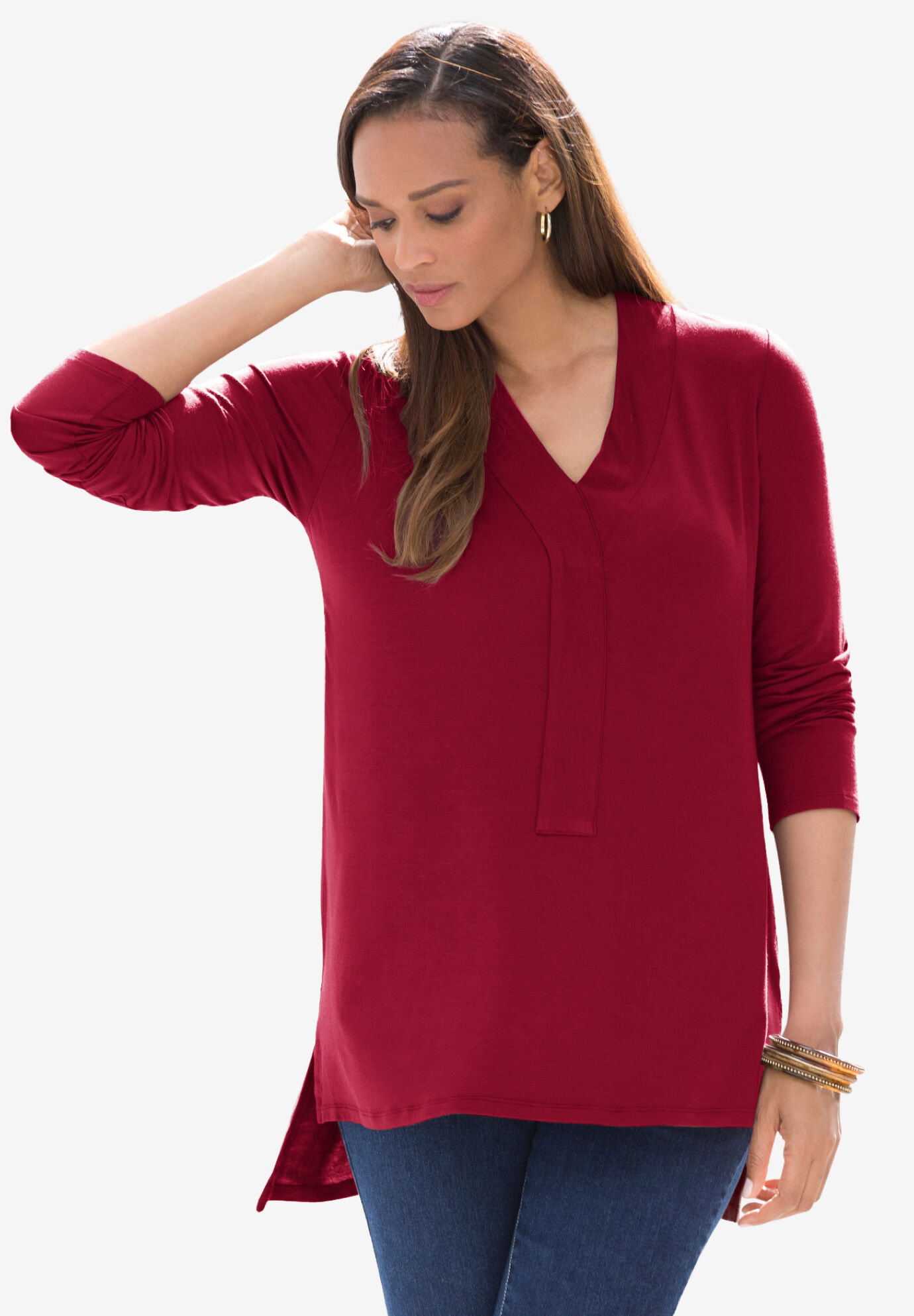 Woman Within Womens Plus Size Linen Popover Tunic