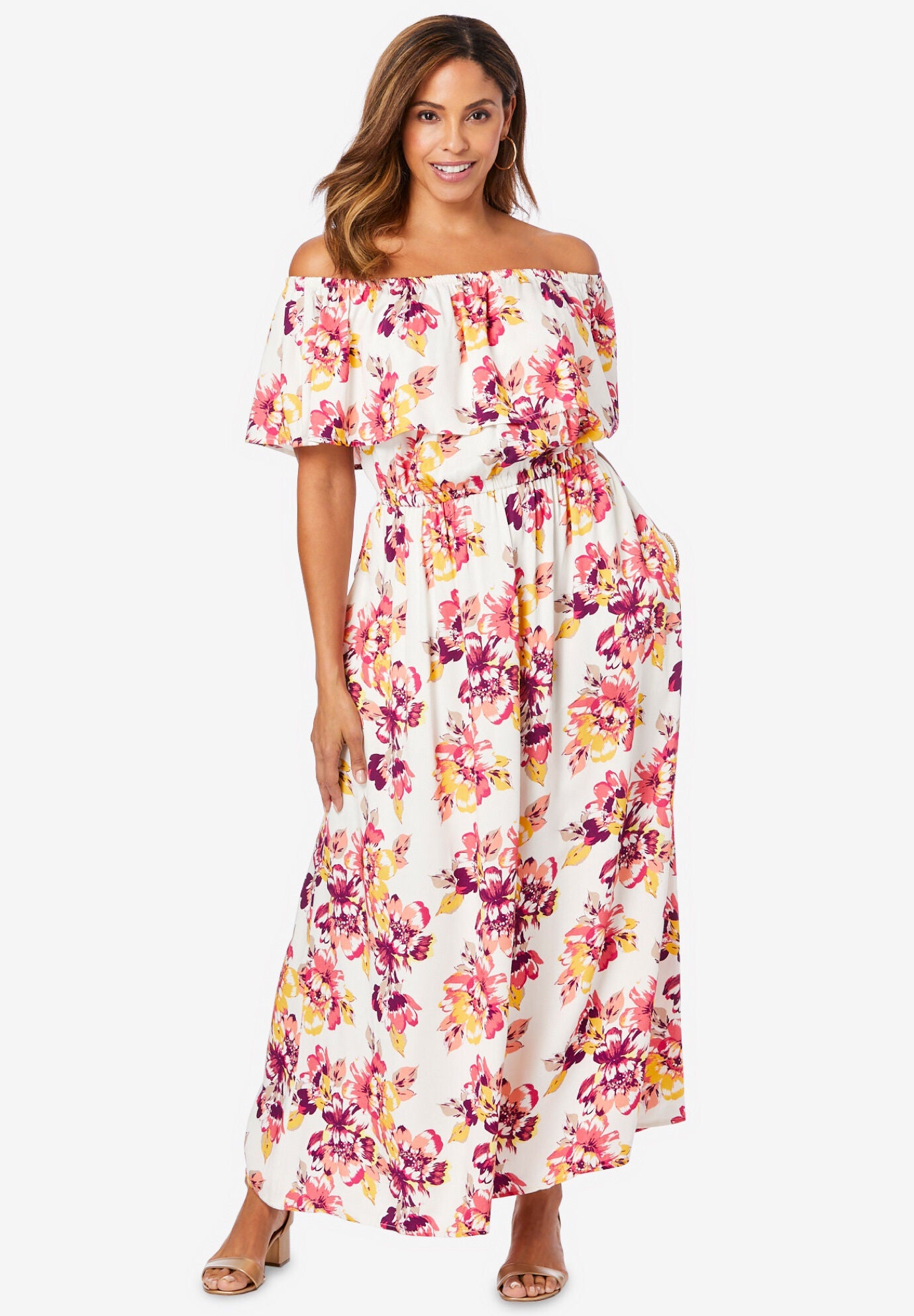 Off-The-Shoulder Maxi Dress - Versatile & Chic, 4417045 | Woman Within