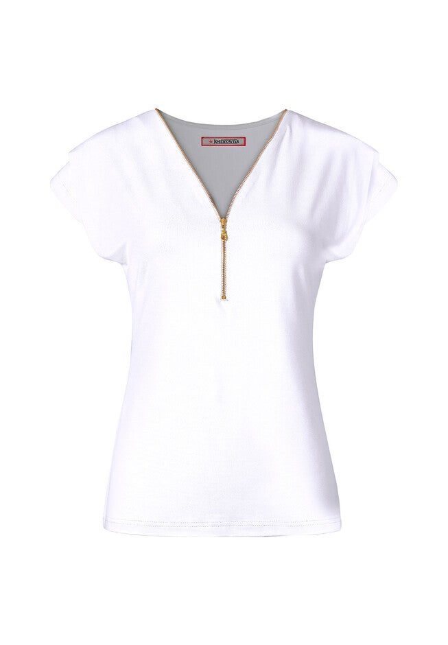 Stretch Knit Half Zip Tee, WHITE, alternate image number null