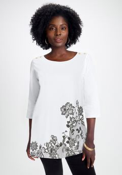 Stretch Cotton Boatneck Tunic