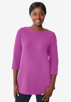 Stretch Cotton Boatneck Tunic