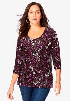 Stretch Cotton Scoop Neck Tee
