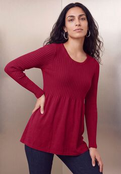 Ribbed Baby Doll Tunic Sweater