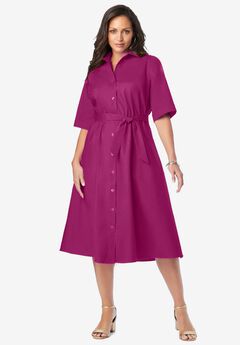 Stretch Poplin Shirtdress
