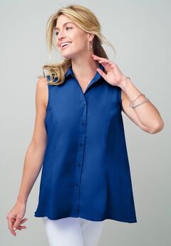 Stretch Cotton Poplin Sleeveless Shirt