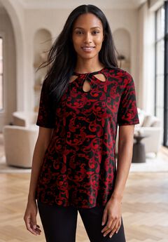 Stretch Knit Cutout Swing Tunic