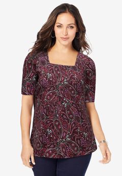 Plus Size Burgundy Blouses