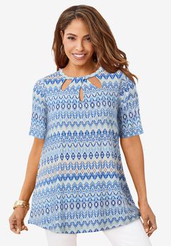 Stretch Knit Cutout Swing Tunic