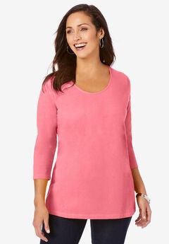Stretch Cotton Scoop Neck Tee