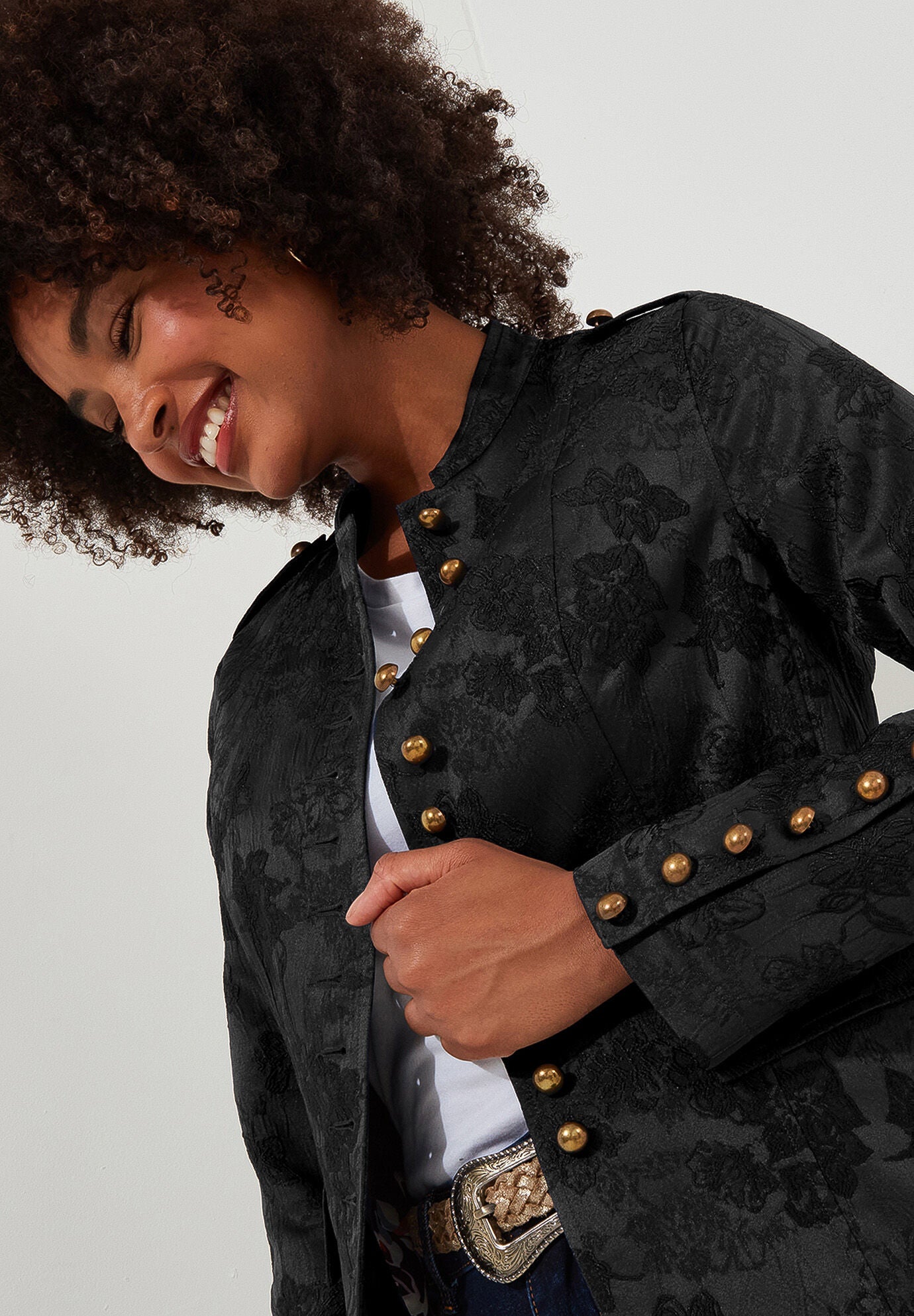 Refined Military Jacket, BLACK, on-hover image number 1