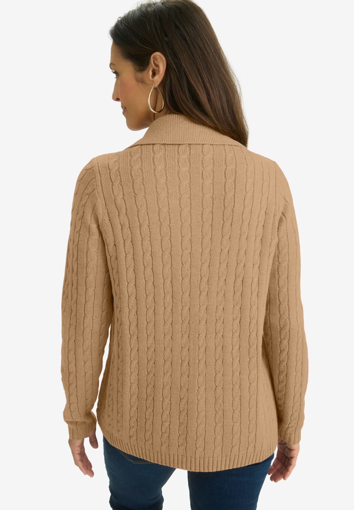 Pullover Cable Polo, SOFT CAMEL, on-hover image number 1