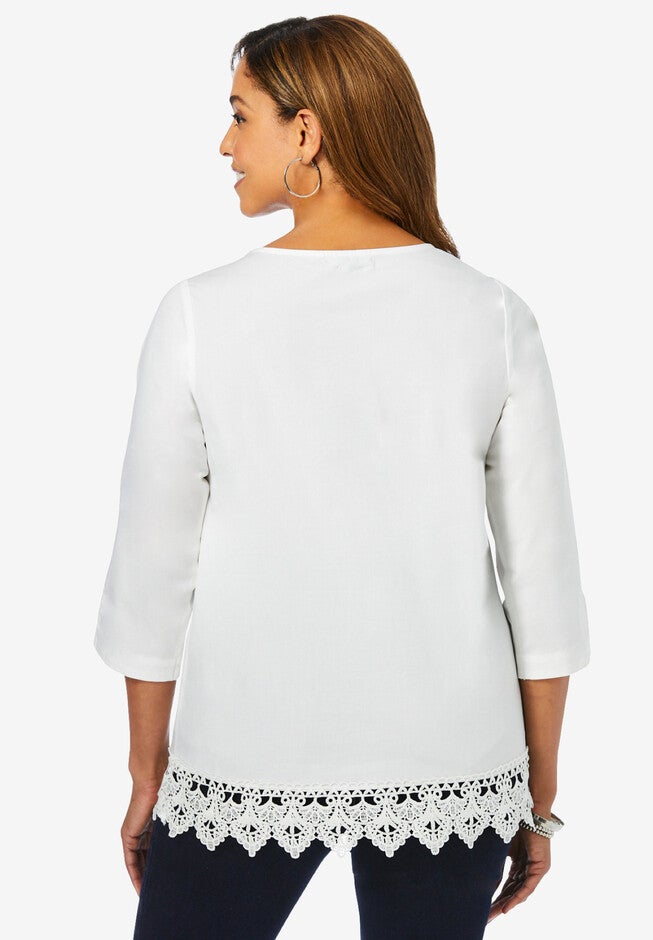 Lace Trim Blouse, , on-hover image number 1