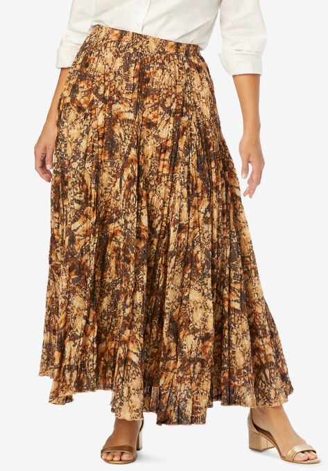 Flowing Crinkled Skirt, CHOCOLATE CIRCLE DYE, hi-res image number null