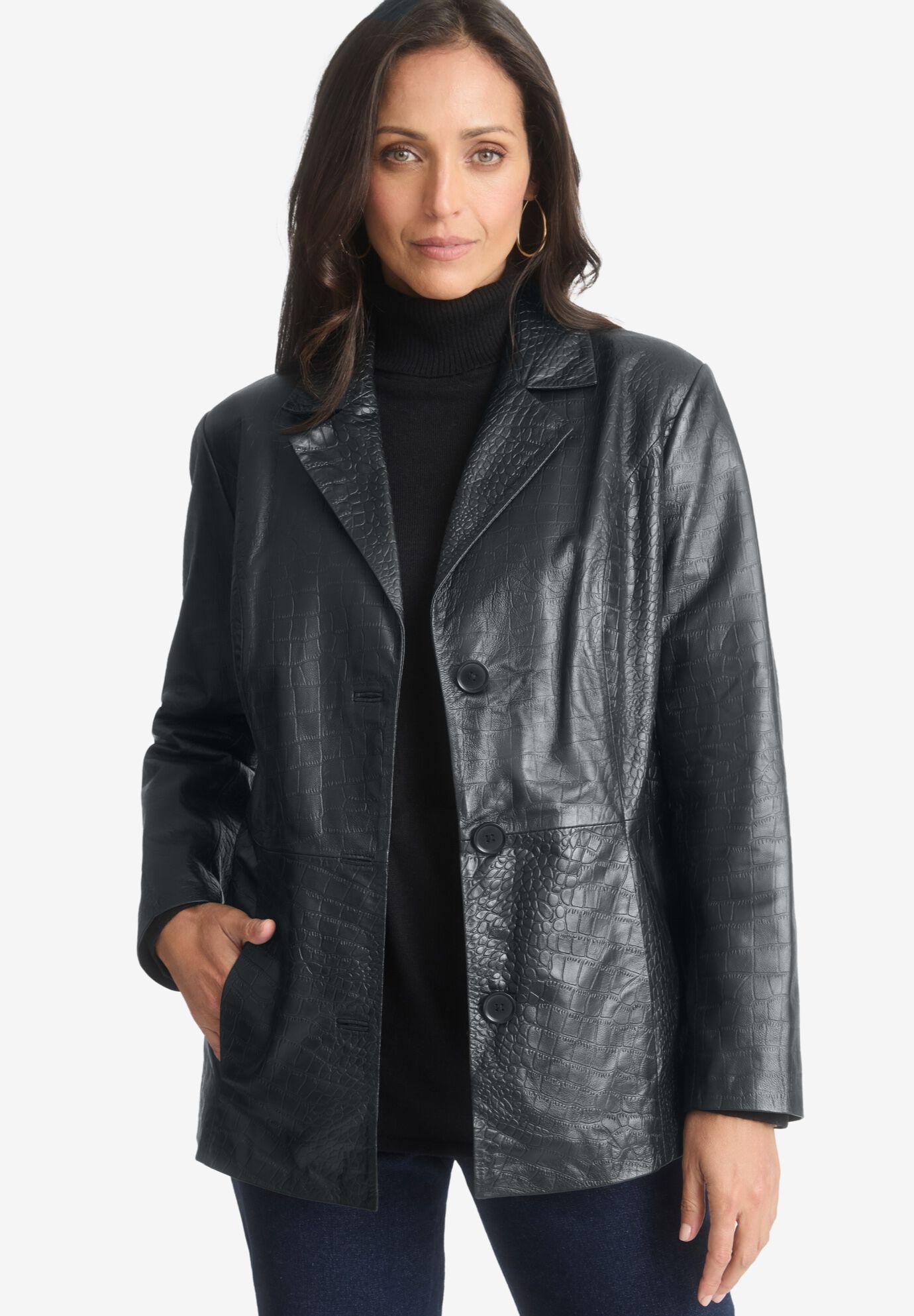 Croc Leather Blazer