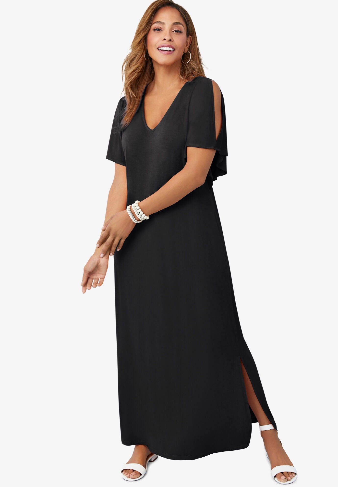 Plus size cold shoulder maxi 2025 dress