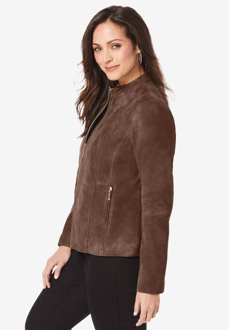 Suede Zip-Front Jacket, , alternate image number null