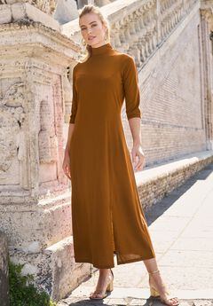 Mockneck Slit Maxi Dress