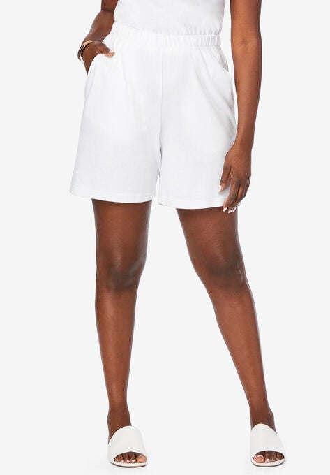 Soft Ease Knit Shorts, WHITE, hi-res image number null