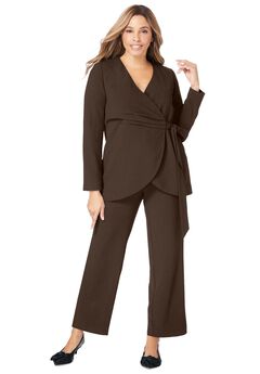2-Piece Faux Wrap Pantsuit