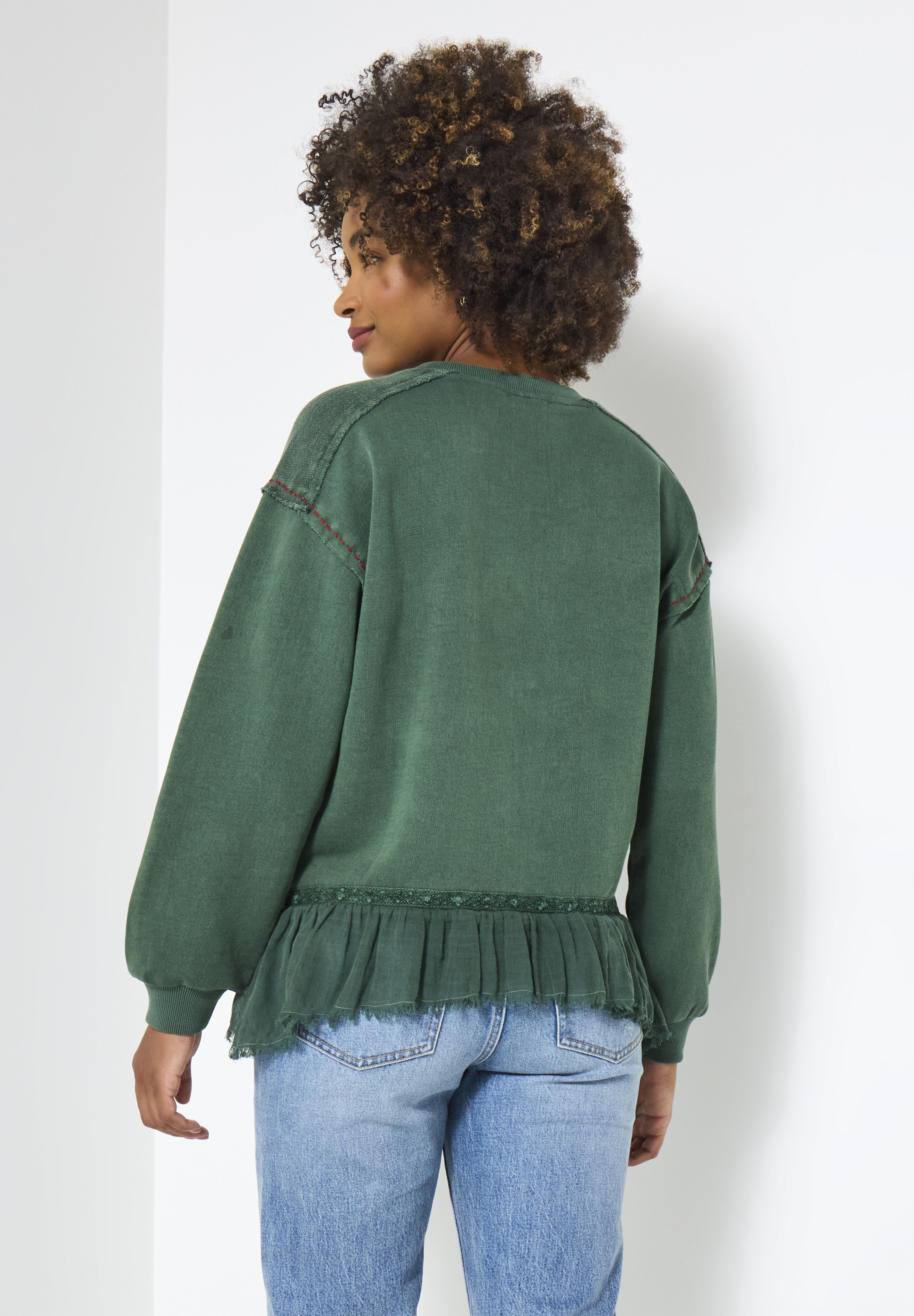 Peplum Blouse, GREEN GARDEN EMBROIDERY, on-hover image number 1