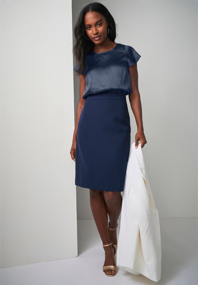 Tummy Control Bi-Stretch Pencil Skirt, NAVY, hi-res image number 0