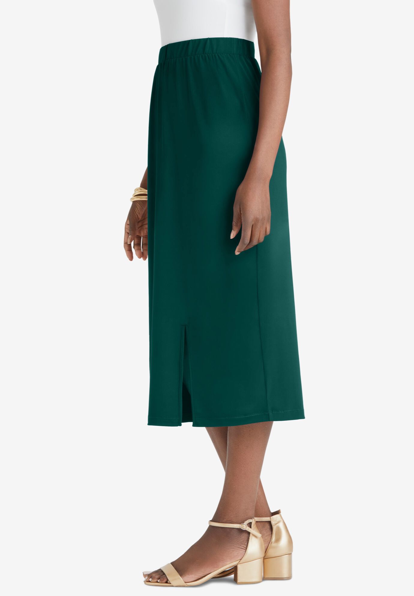 Stretch Knit Midi Skirt, , alternate image number 2