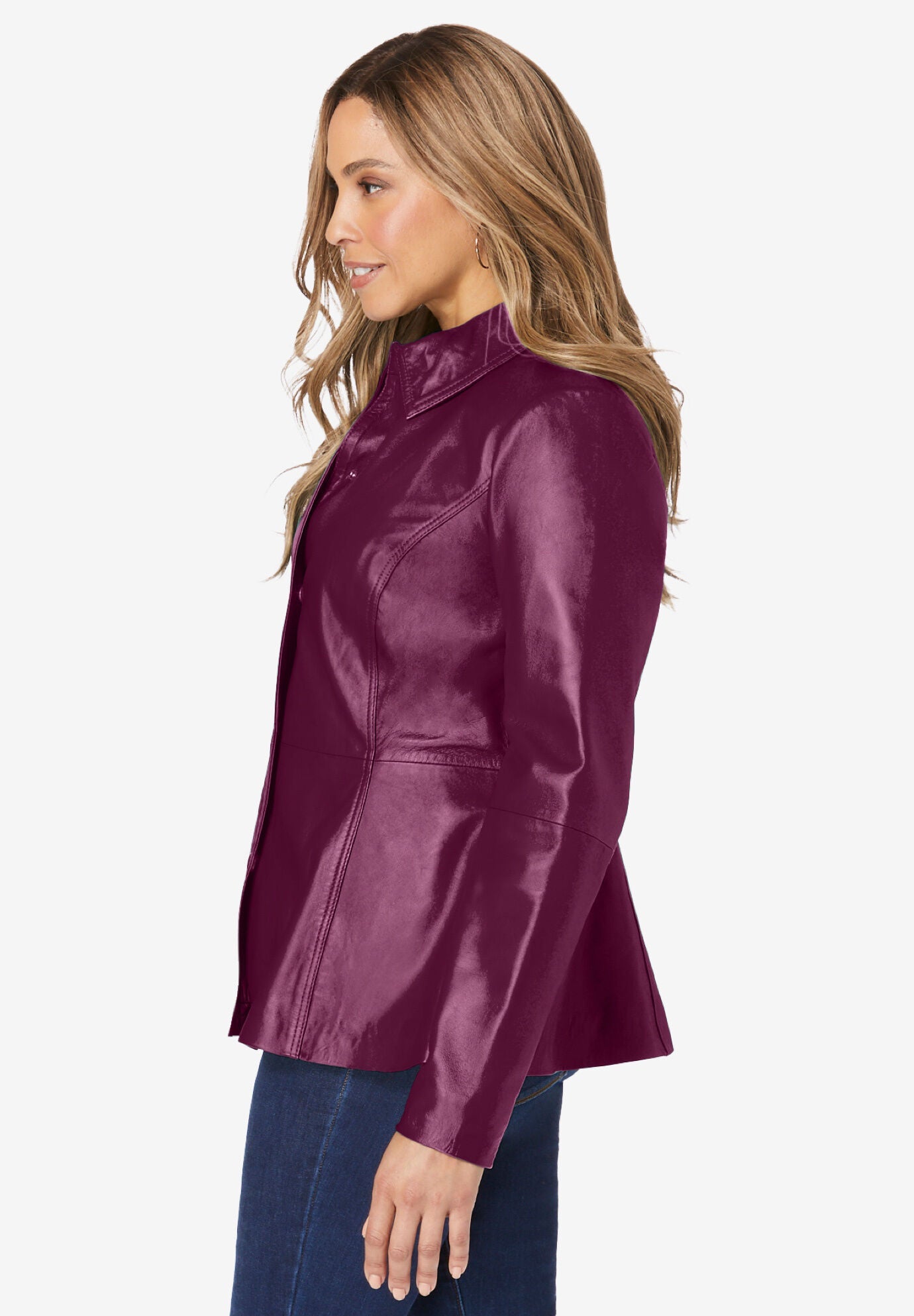 Veg Leather Hi Lo Peplum Jacket
