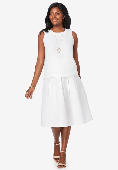 Linen Skirt Set, WHITE, hi-res image number null