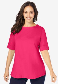 Stretch Cotton Cuff Tee