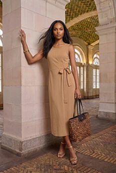 Tie-Front Wrap-Detail Sweater Dress