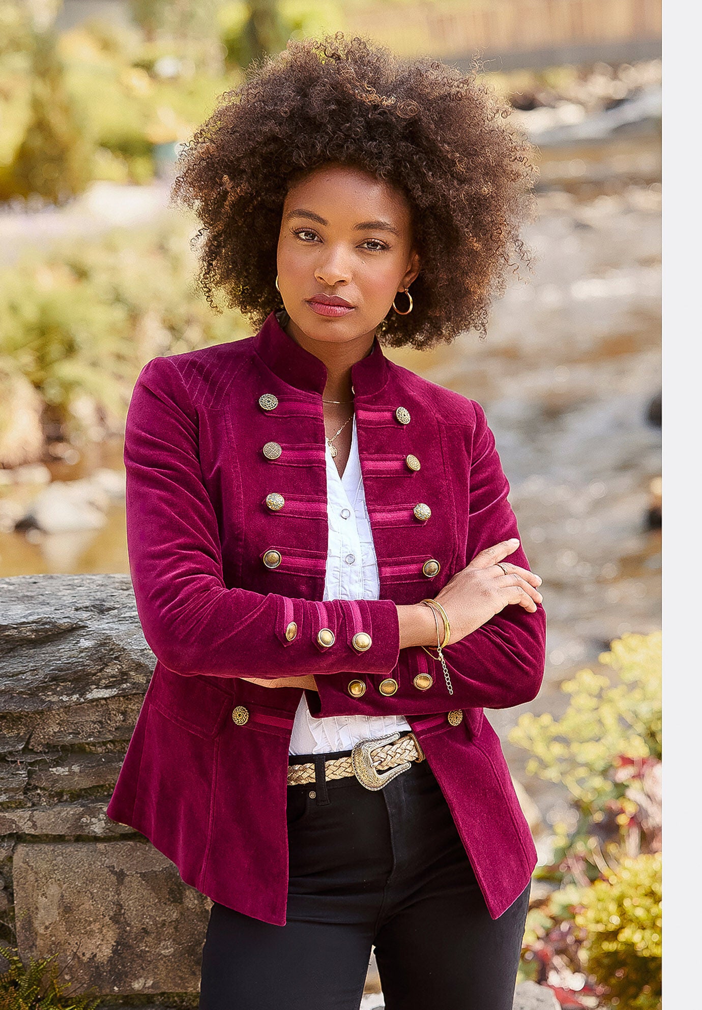 Faux Suede Military Jacket, MERLOT, alternate image number 6