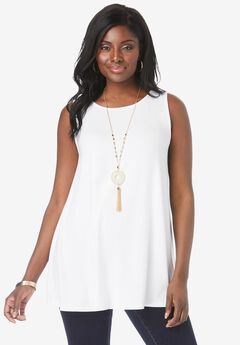 Stretch Knit Sleeveless Swing Tunic