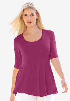 Stretch Cotton Peplum Tunic