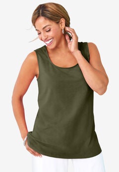 Stretch Cotton Horseshoe Neck Tank