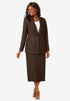2-Piece Stretch Crepe Single-Breasted Skirt Suit
