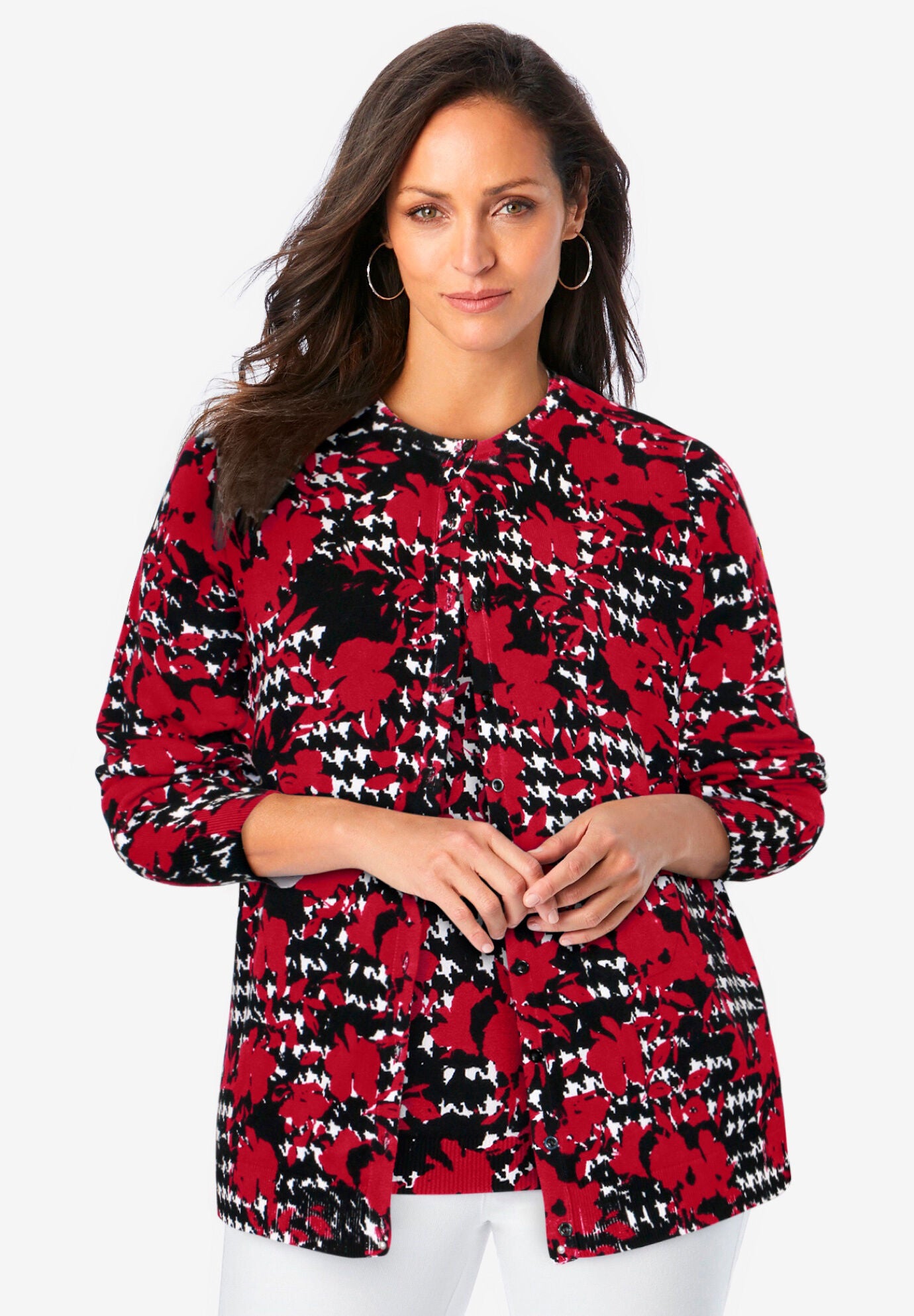 Woman within cardigan top