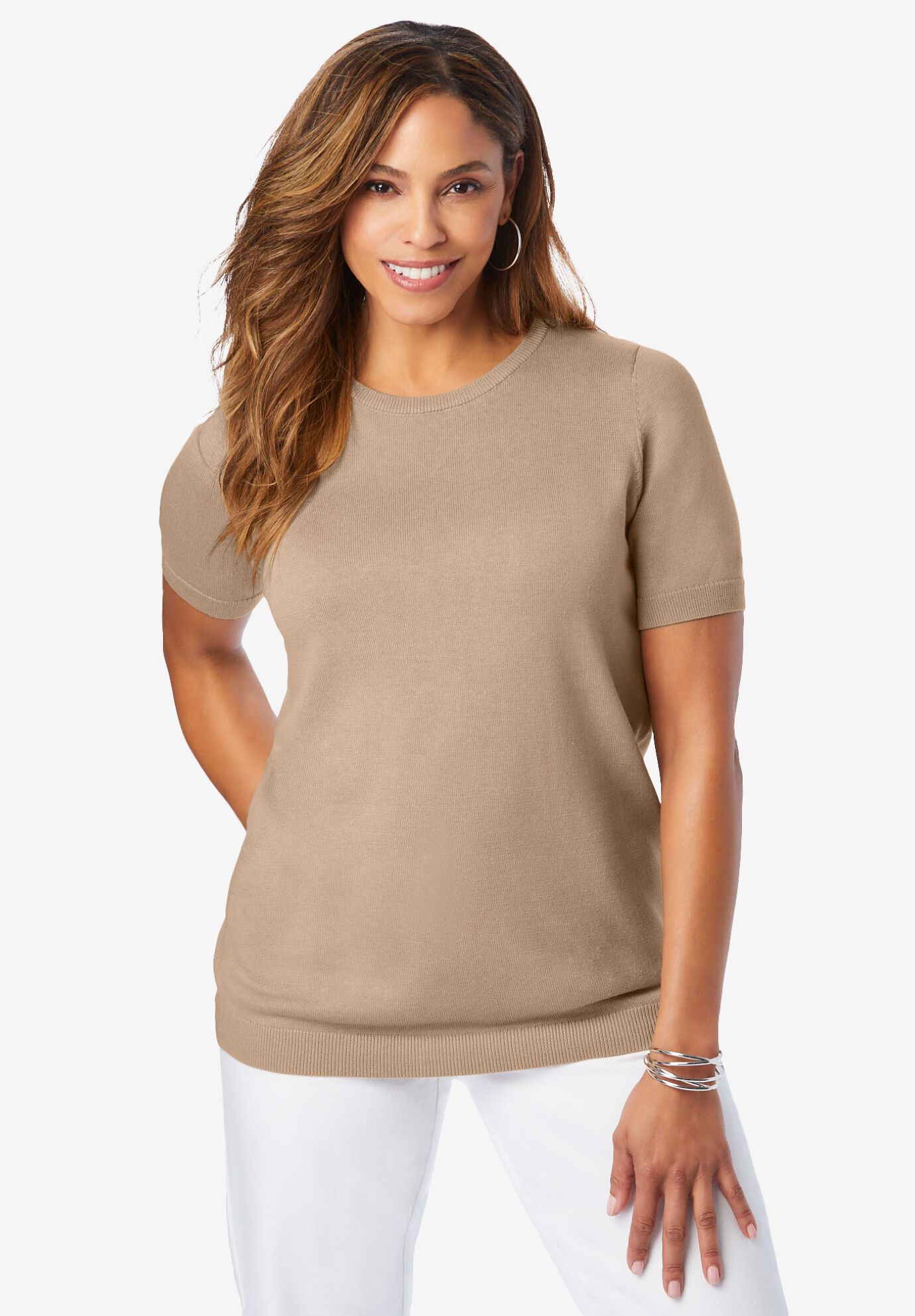 Fine Gauge Crewneck Knit Shell