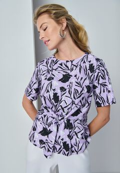 Stretch Crepe Tie Waist Top