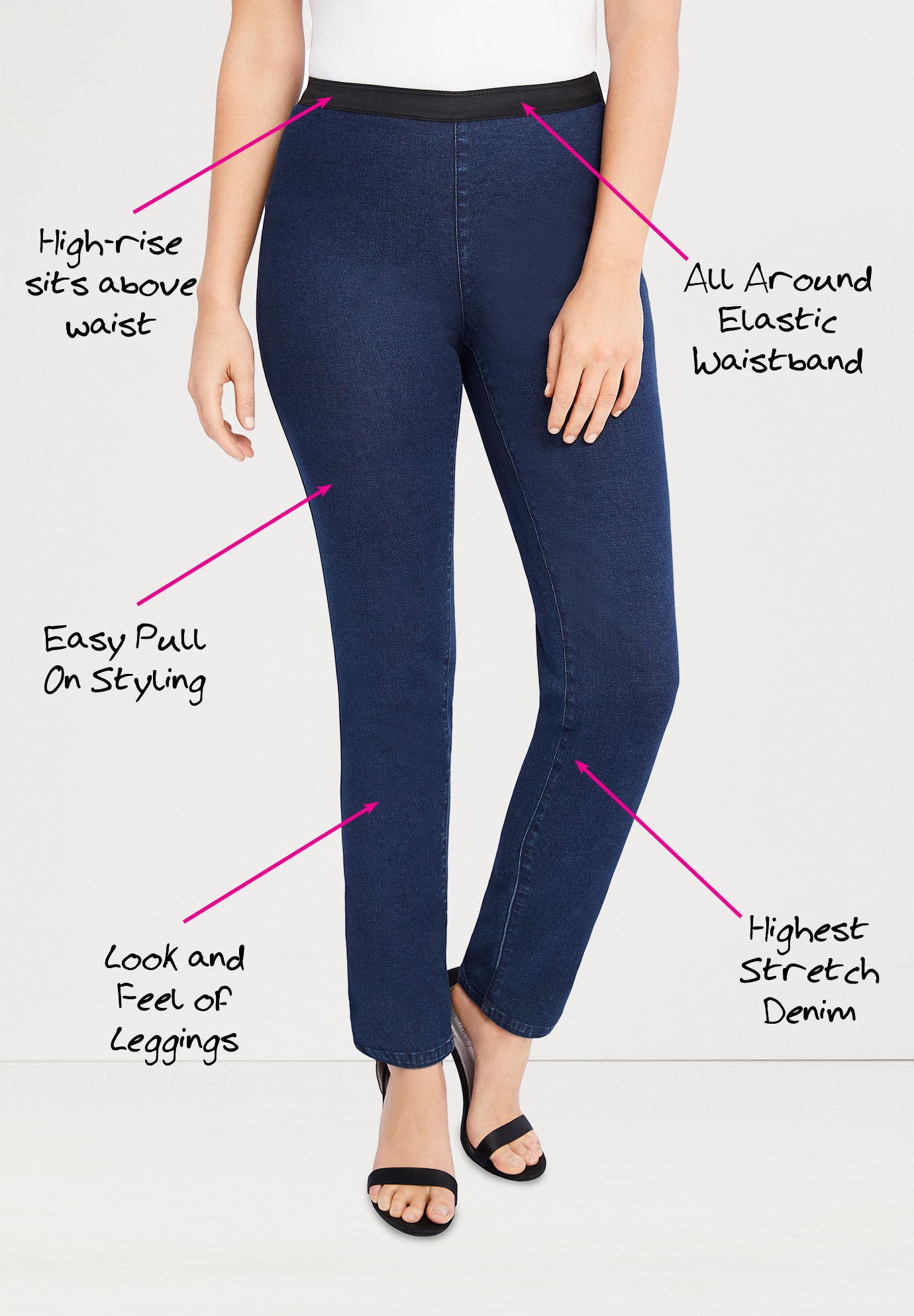 High Stretch Denim Jegging Straight Leg Medium Stonewash Woman Within