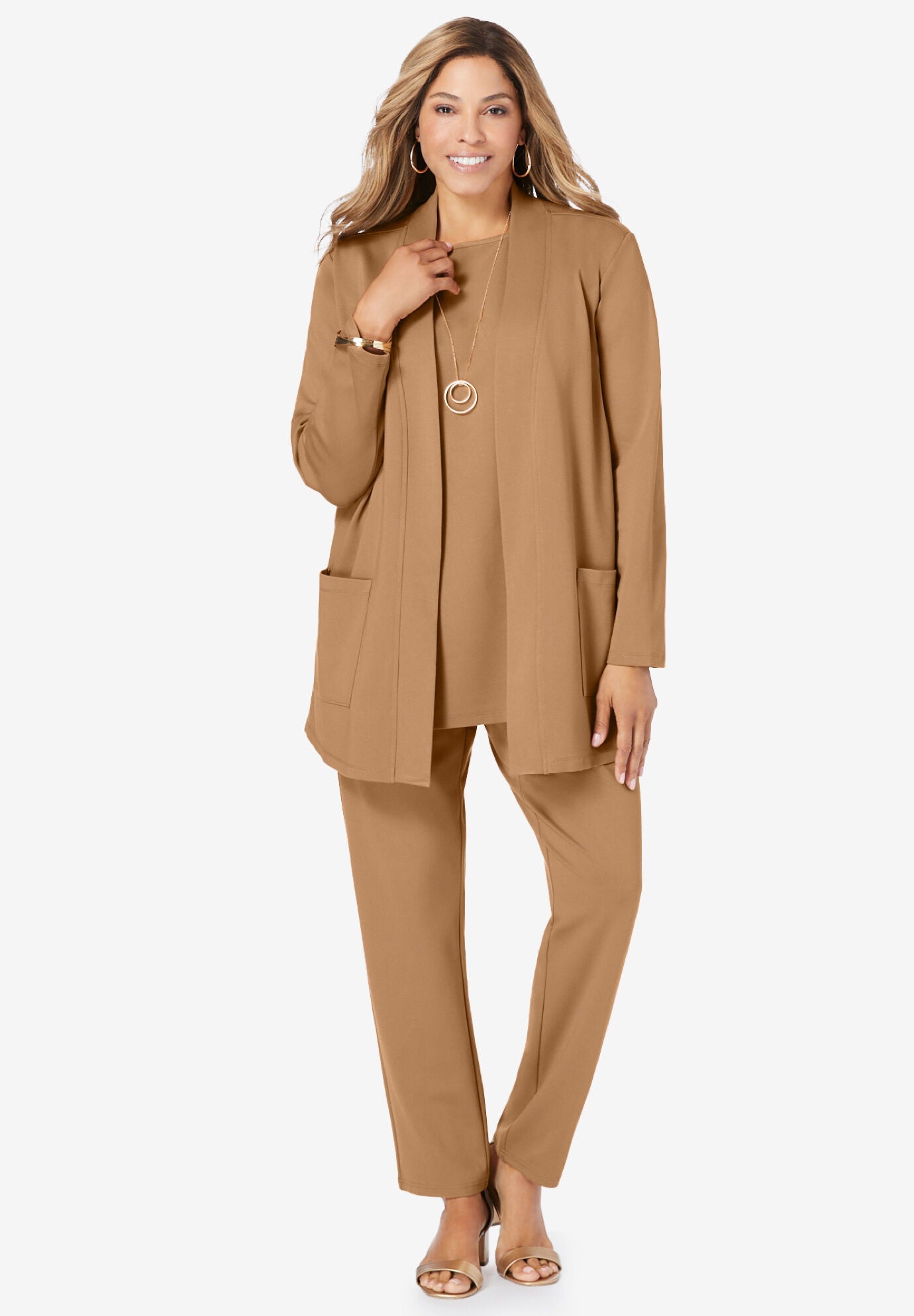 Woman within pantsuits top