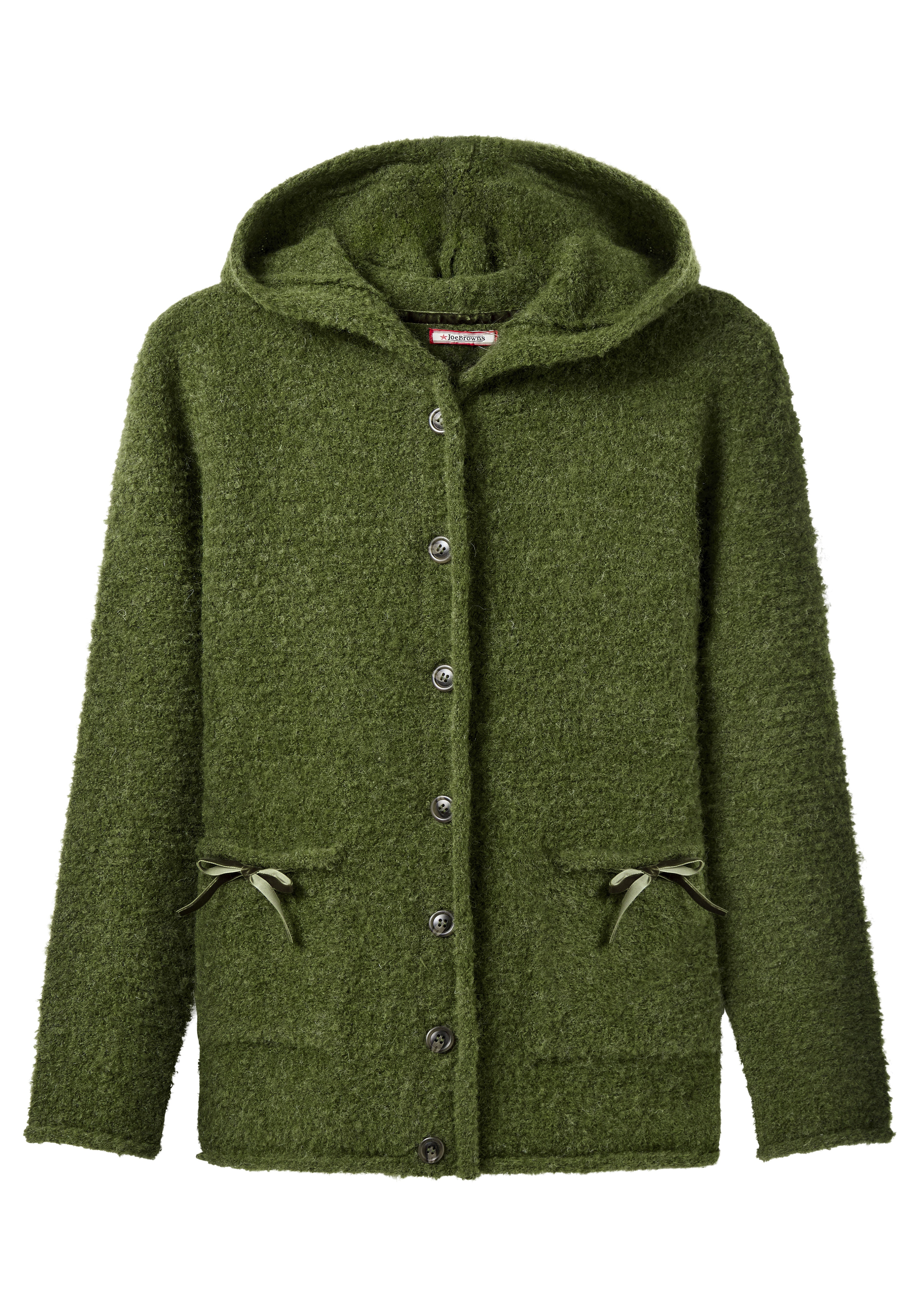 Fuzzy Button Front Hoodie, MOSS, alternate image number 3