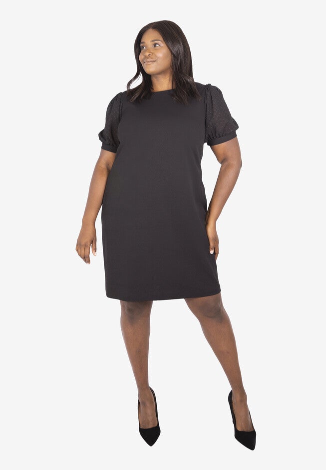 Swiss Dot Dress, BLACK, hi-res image number null