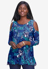 Cold Shoulder Tunic, NAVY STAMP PAISLEY, hi-res image number null