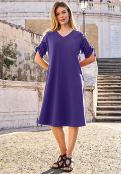 Tie Sleeve Midi Dress