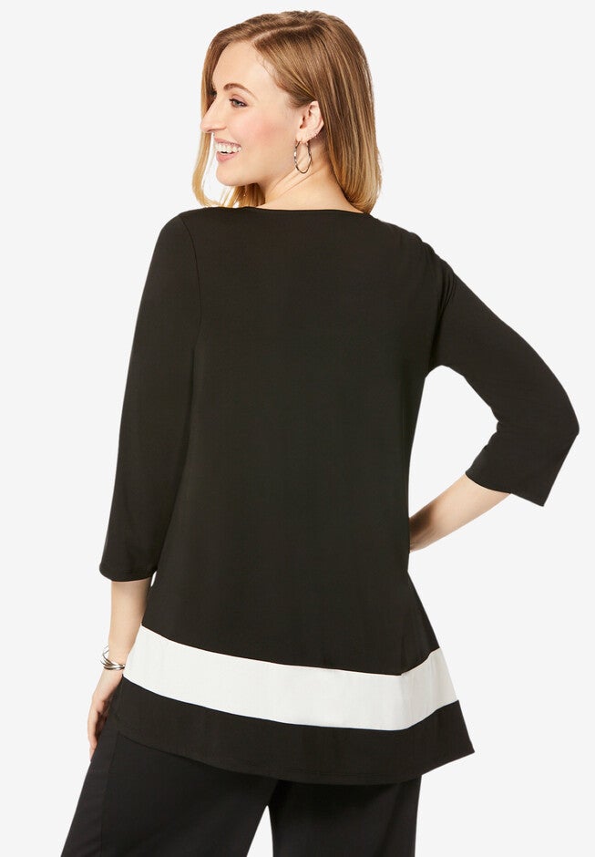 Asymmetrical-Hem Colorblock Tunic, , on-hover image number 1
