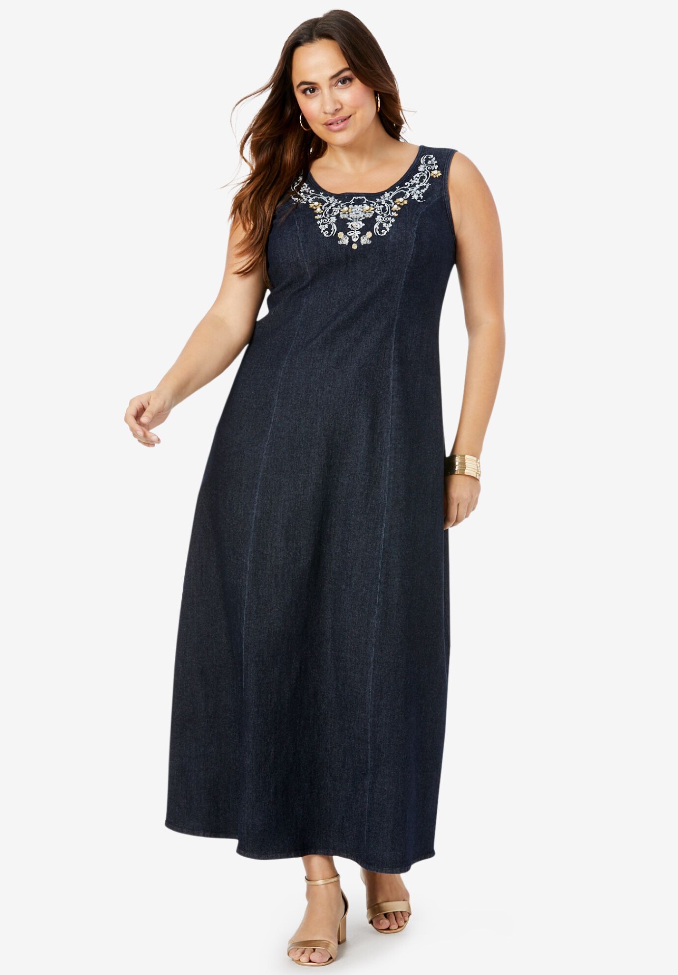 woman within denim dress