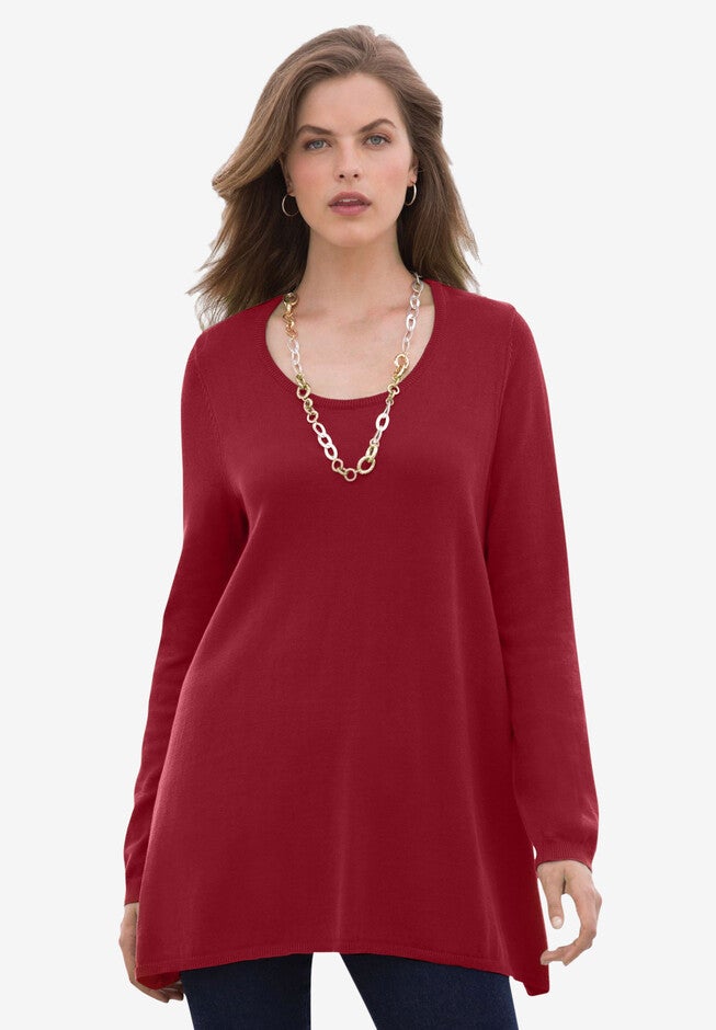 Fine Gauge Tunic, RICH BURGUNDY, hi-res image number null
